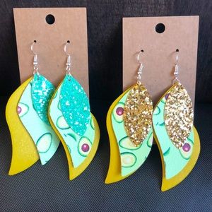 Handmade Avocado dangle earrings set